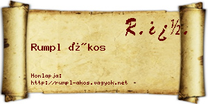 Rumpl Ákos névjegykártya
